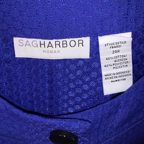 SAG HARBOR royal blue textured cape jacket - Picture 4 of 6